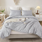 Litanika Light Grey California King Comforter Set, 3 Pieces Cal King Oversized Chevron Tufted Bedding Comforter Sets, Fluffy Bed