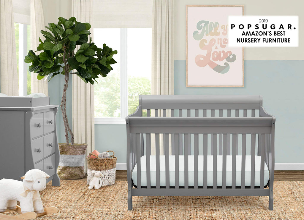 Delta Children Canton 4-in-1 Convertible Crib, Grey, Wood, 54.3"L x 35.3"W x 43.3"H, Model 7888-026,