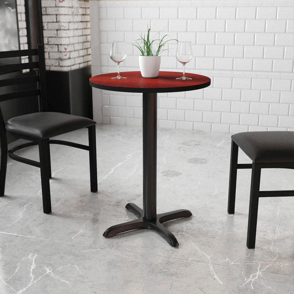 Flash Furniture 24'' Round Mahogany Laminate Table Top With 22'' X 22'' Table Height Base