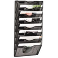 Easepres 8 Pockets Mesh Wall File Holder Organizer Office Hanging Magazine Rack, Black