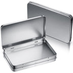 Rectangular Metal Tin Box with Lid Metal Hinged Lid Tin Metal Empty Tin Box Container Silver Storage Tin Box for Watercolor Jewe