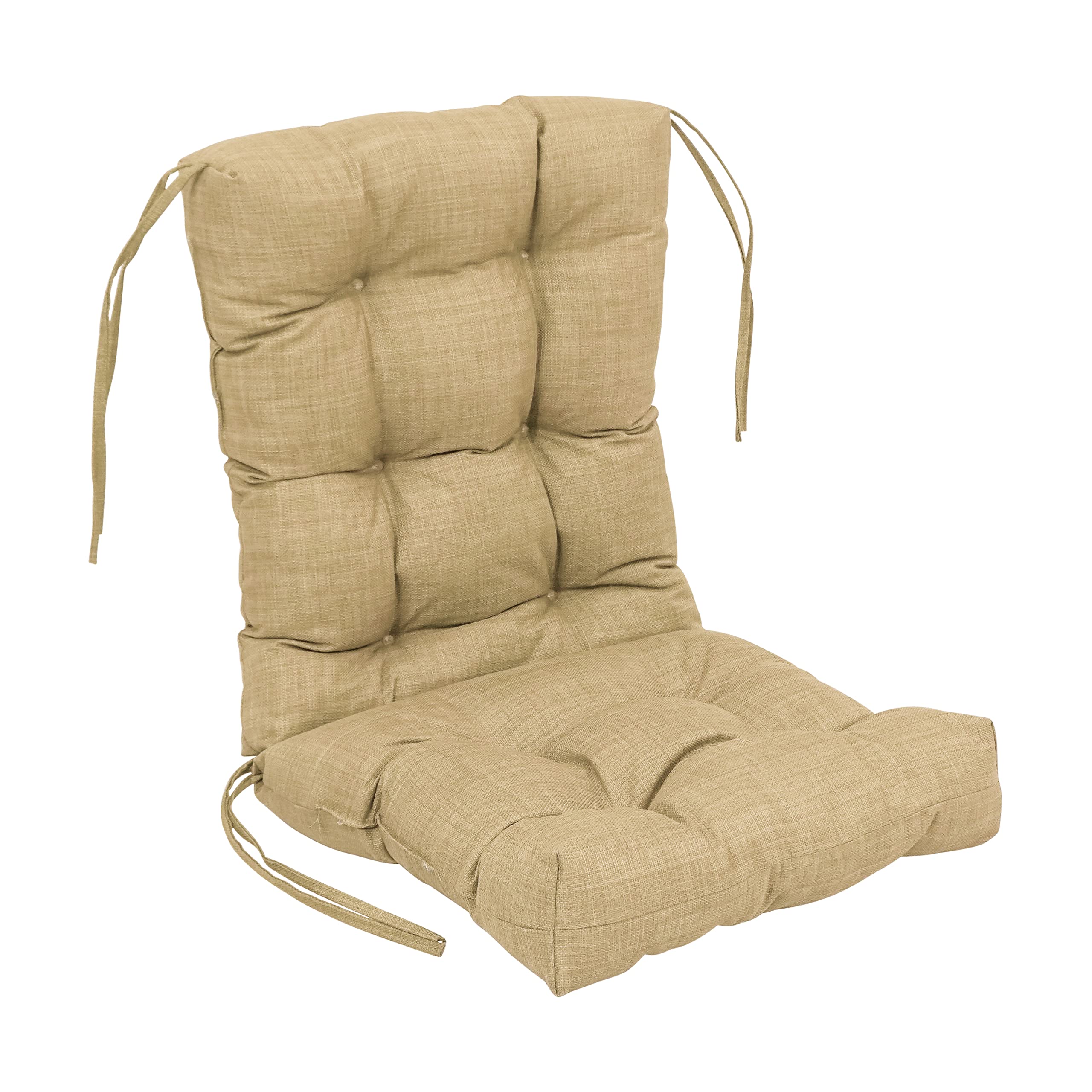 Blazing Needles Indoor/Outdoor Tufted Seat/Back Chair Cushion, 18 x 38, Sandstone