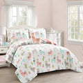 Lush Decor Southwest Llama Cactus Quilt, 4 Piece Set, Full/ Queen, White & Blush - Cute Kids Reversible Boho Toddler Bedding Set