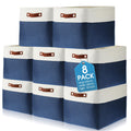 Uiifan 8 Pack Fabric Storage Basket Storage Foldable Bin with Handles Linen Storage Containers Organization cubes for Shelves Cl