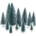 KUUQA 46Pcs Mini Christmas Trees Bottle Brush Trees Miniature Sisal Snow Frost Trees Tabletop Trees with White Base Diorama Mode