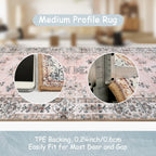 Lahome Machine Washable 2X6 Runner Rug With Rubber Backing,Soft Floral Pink Runners For Nursery, Girl And Kids,Boho Ultra-Thin N