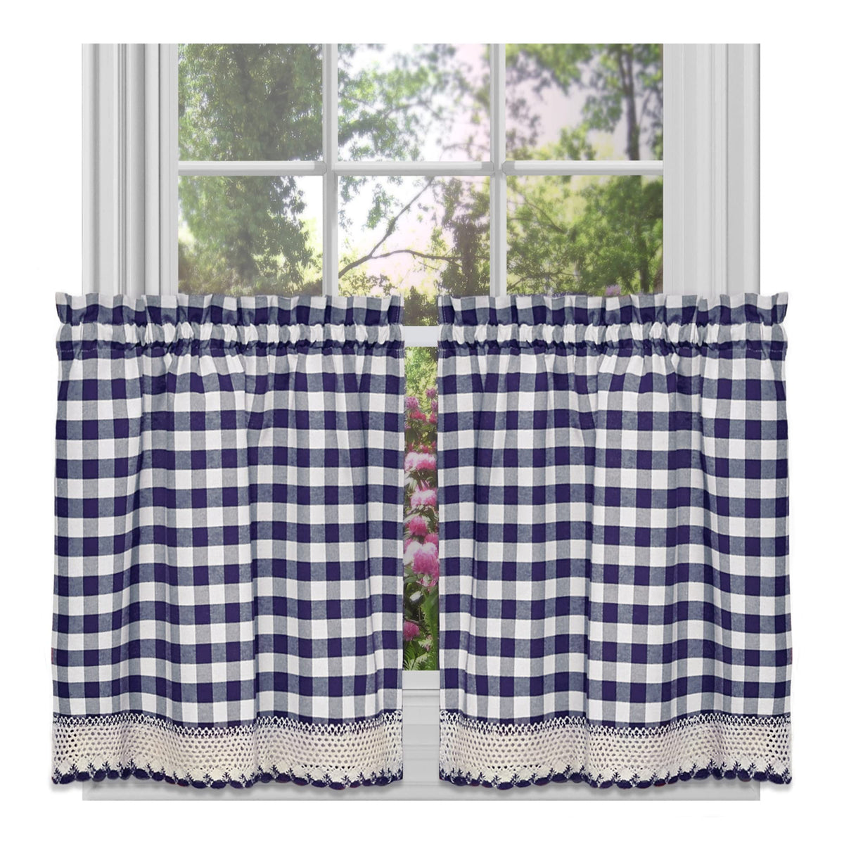 Achim Buffalo Check Tier Pair Curtain Set, 58 X 36 In, Light Filtering