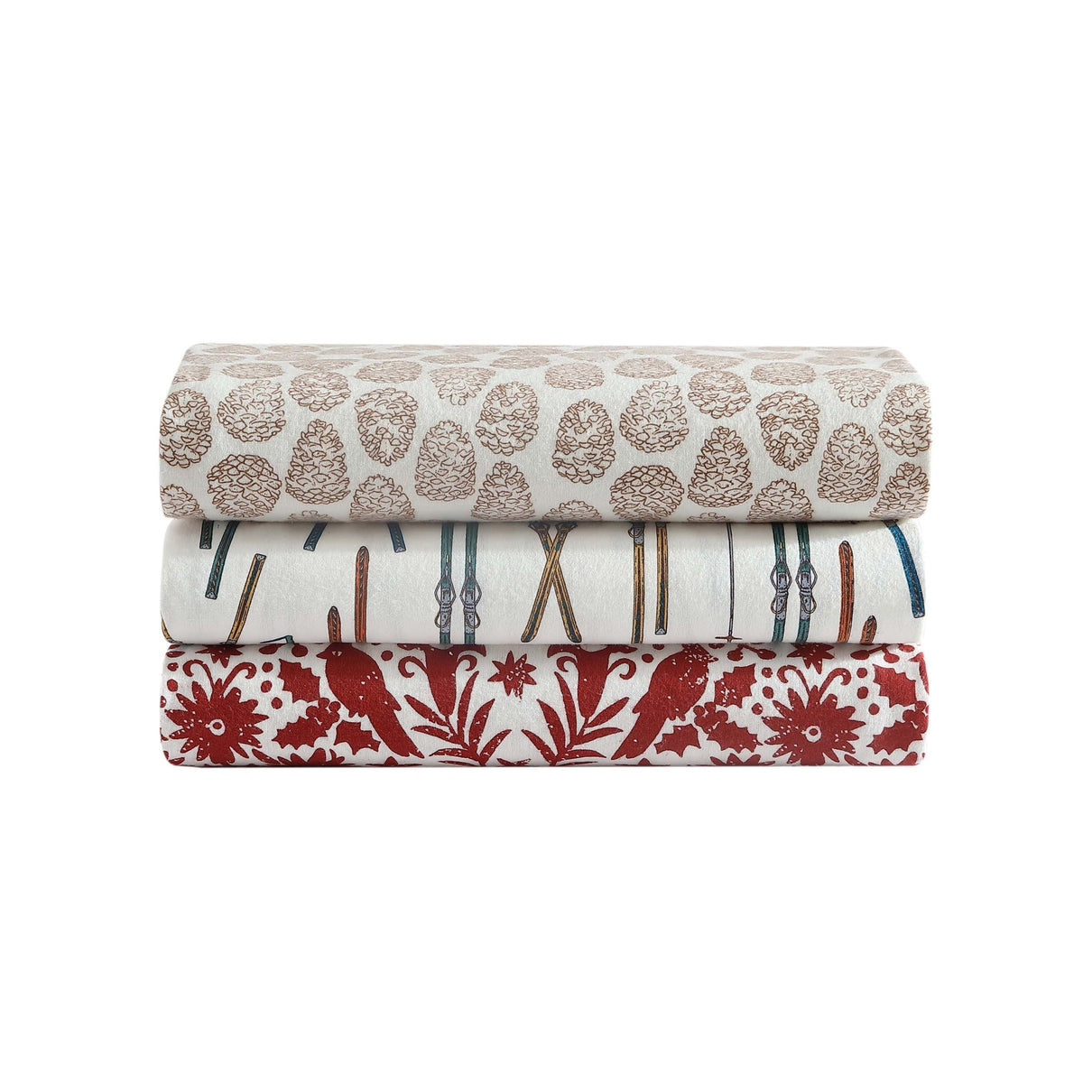 Eddie Bauer - Twin Sheets, Cotton Flannel Bedding Set, Brushed For Extra Softness, Cozy Home Decor (Little Creek Pine Cone Beige, Twin)