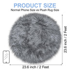 Tennola Grey Round Rugs For Bedroom, Fluffy Circle Rug 2 2 Feet For Kids Room, Furry Carpet For Teen Girls Room, Non-Slip Shaggy