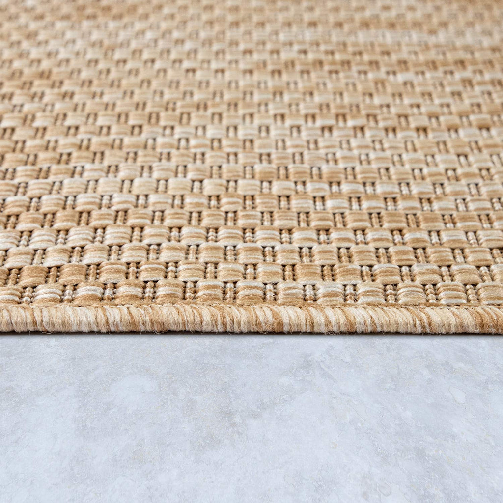 Solid Outdoor Rug For Patio Or Balcony Weatherproof Mottled Light-Brown Beige, Size: 5'3' X 7'3'
