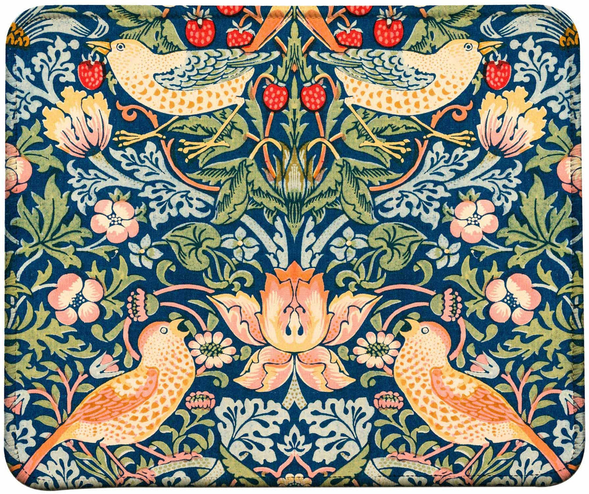 Vivipow Vintage William Morris Strawberry Thief Mouse Pad, Stitched Edges Mouse Pad With Vintage Pattern