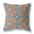 HomeRoots Orange Green Cloverleaf Boho Suede Throw Pillow