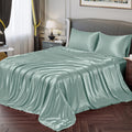 Vonty Satin Sheets Twin Silky Soft Satin Bed Sheets Mint Green Satin Sheet Set, 1 Deep Pocket Fitted Sheet + 1 Flat Sheet + 1 Pi