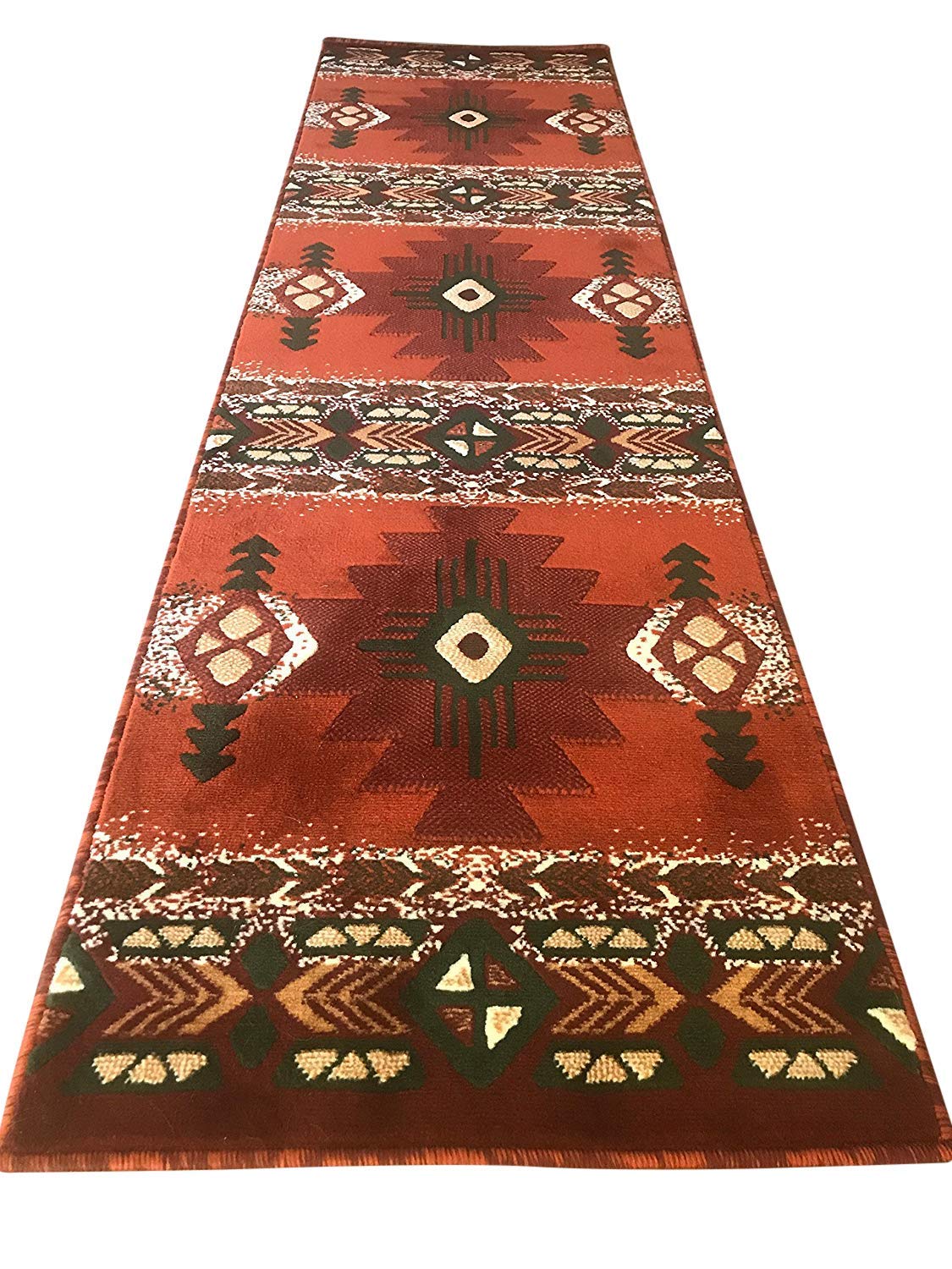 YHSF South West Native American Area Rug C318 (Rust, 2 Feet x 7 Feet)