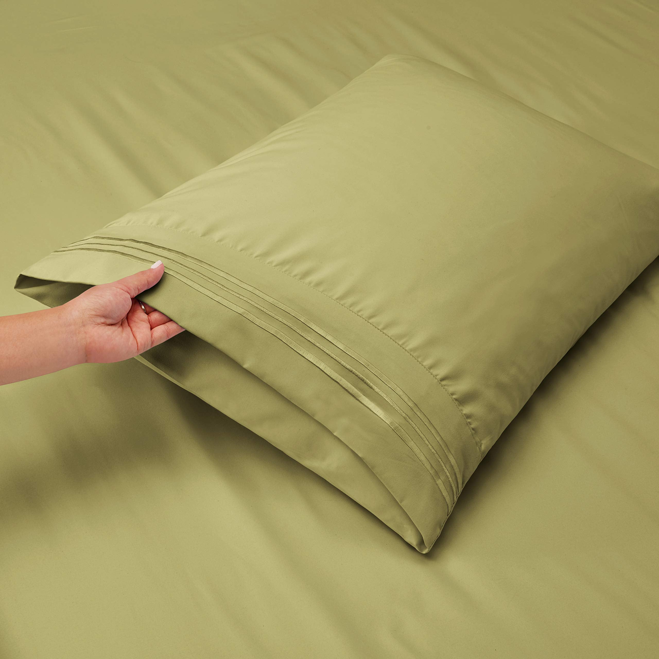 Clara Clark Full Sheets, 6 Piece Set - Hotel Luxury Sheets For Full Size Bed, Super Soft Bedding Sheets & Pillowcases, Full Size Sheets, Sage Green