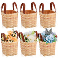 Rtteri 6 Pcs 4.5x4.5x4 In Small Wicker Baskets Woodchip Baskets with Handles Wood Woven Easter Empty Wicker Baskets for Gifts Sm