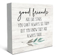 SRADMO Good Friends are Like Stars Wood Box Sign Desk Decor?Inspirational Long Distance Friendship Wooden Block Box Sign Decorat