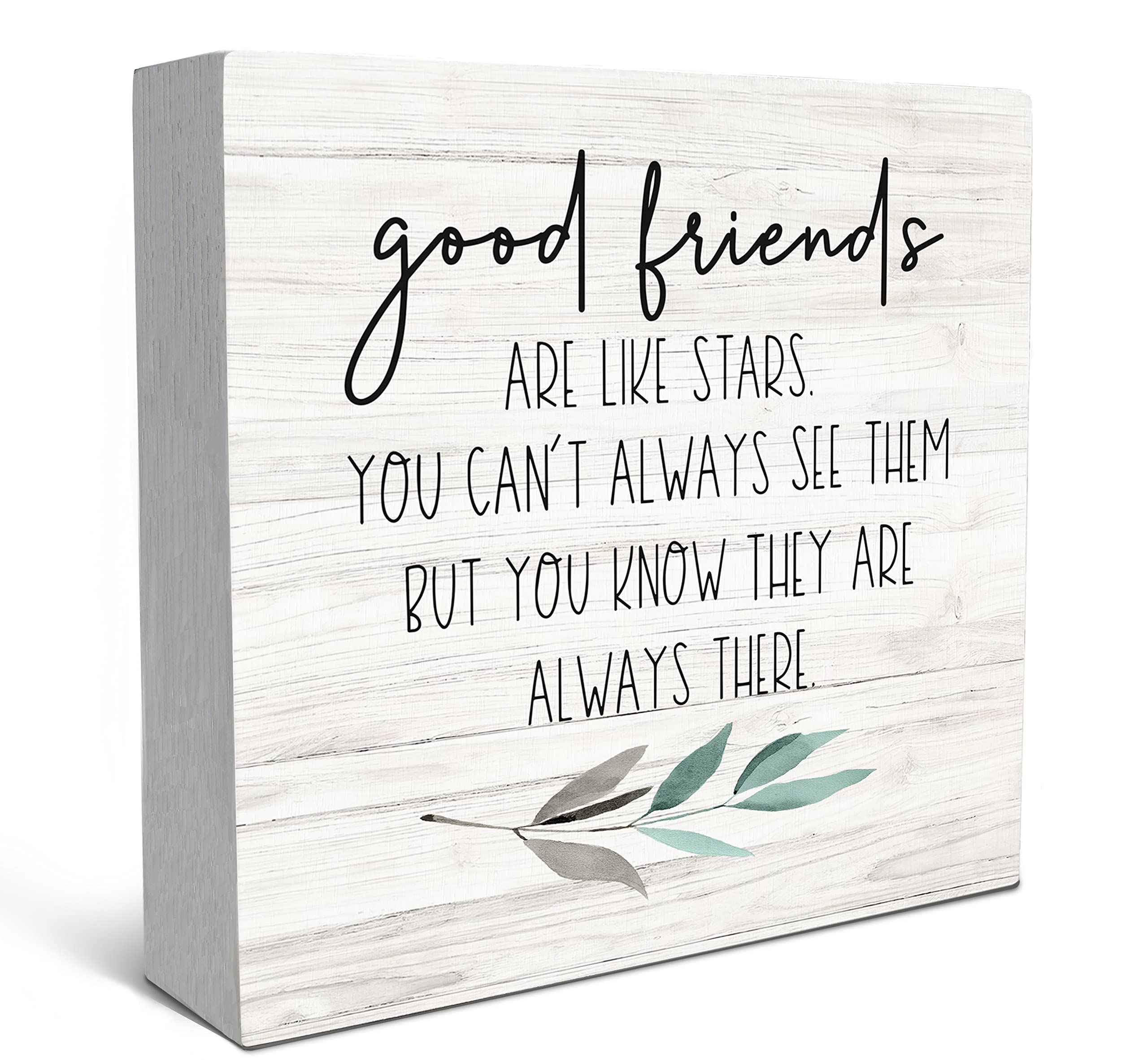 SRADMO Good Friends are Like Stars Wood Box Sign Desk Decor?Inspirational Long Distance Friendship Wooden Block Box Sign Decorat
