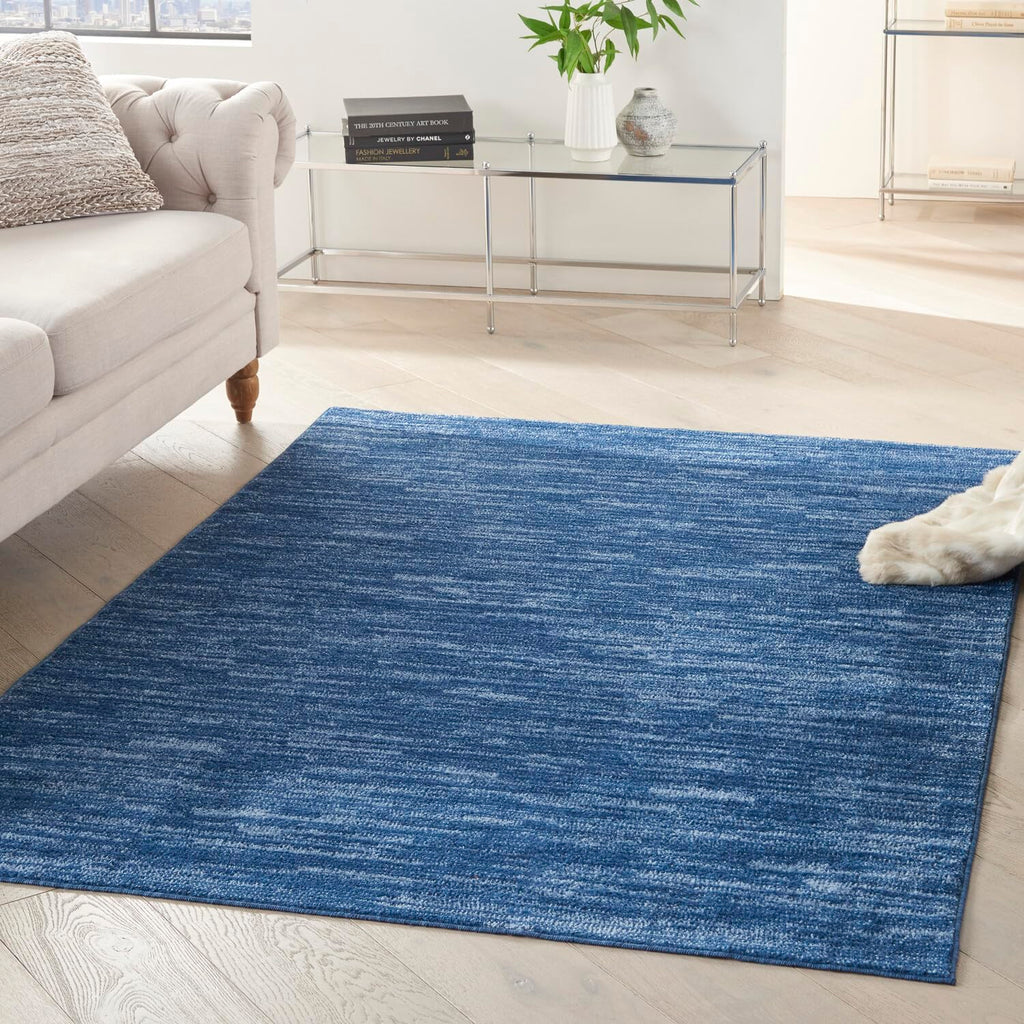Nourison Essentials Indoor/Outdoor Navy Blue 4' X 6' Area Rug, Easy -Cleaning, Non Shedding, Bed Room, Living Room, Dining Room, Backyard, Deck, Patio (4X6)