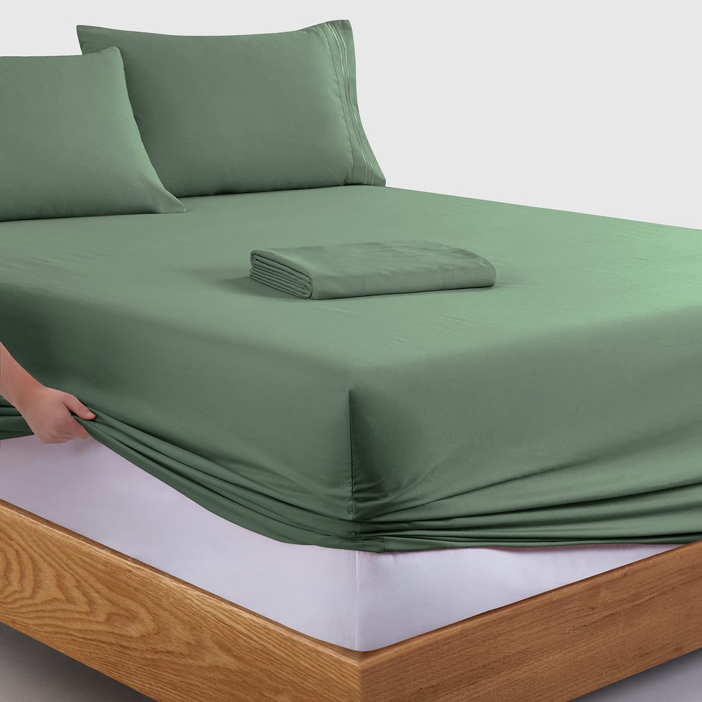 Manyshofu Extra Deep Pocket King Size Sheets - Hotel Luxury 1800 Thread Count Sheets & Pillowcases - Microfiber Bedding Set Up T