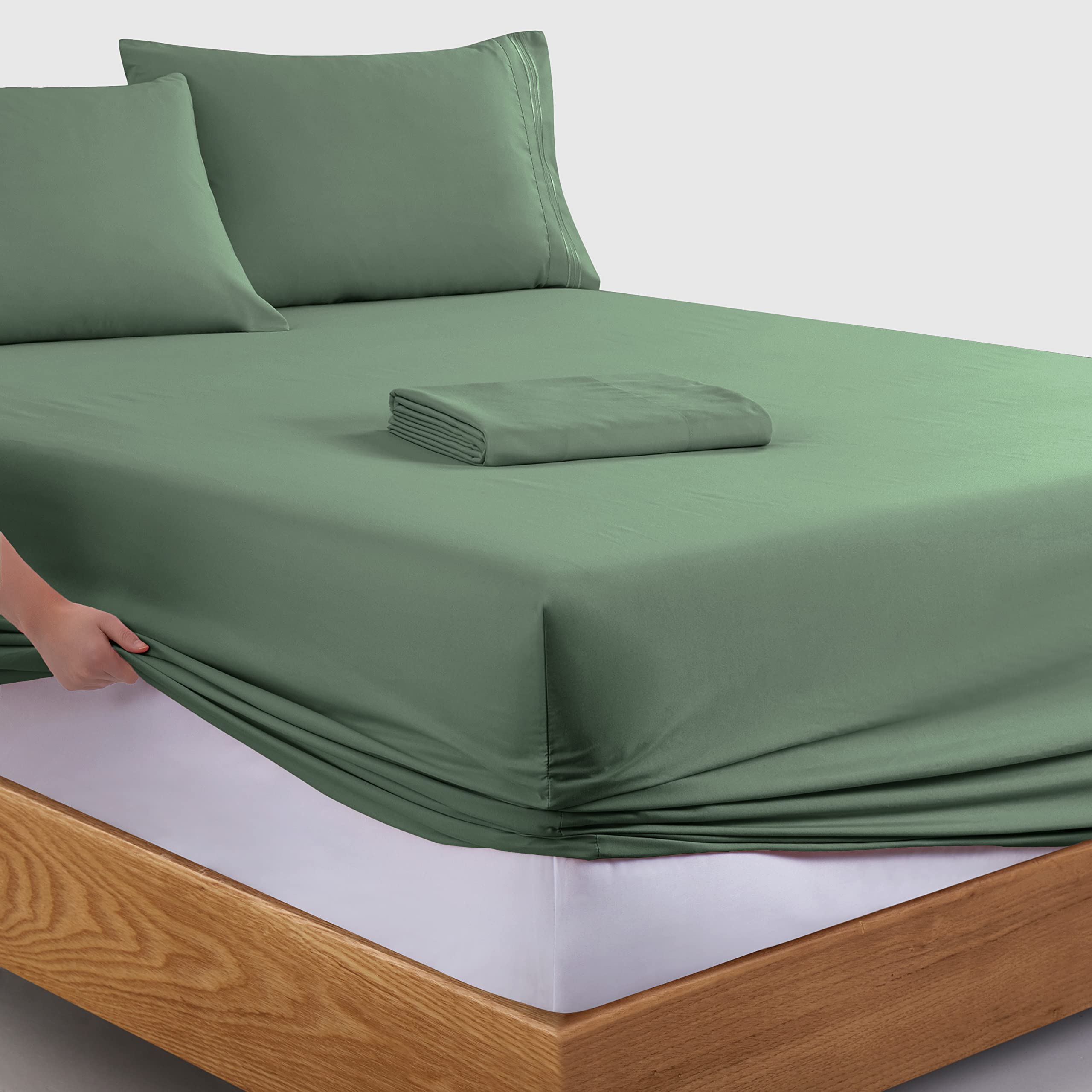 Manyshofu Extra Deep Pocket King Size Sheets - Hotel Luxury 1800 Thread Count Sheets & Pillowcases - Microfiber Bedding Set Up T