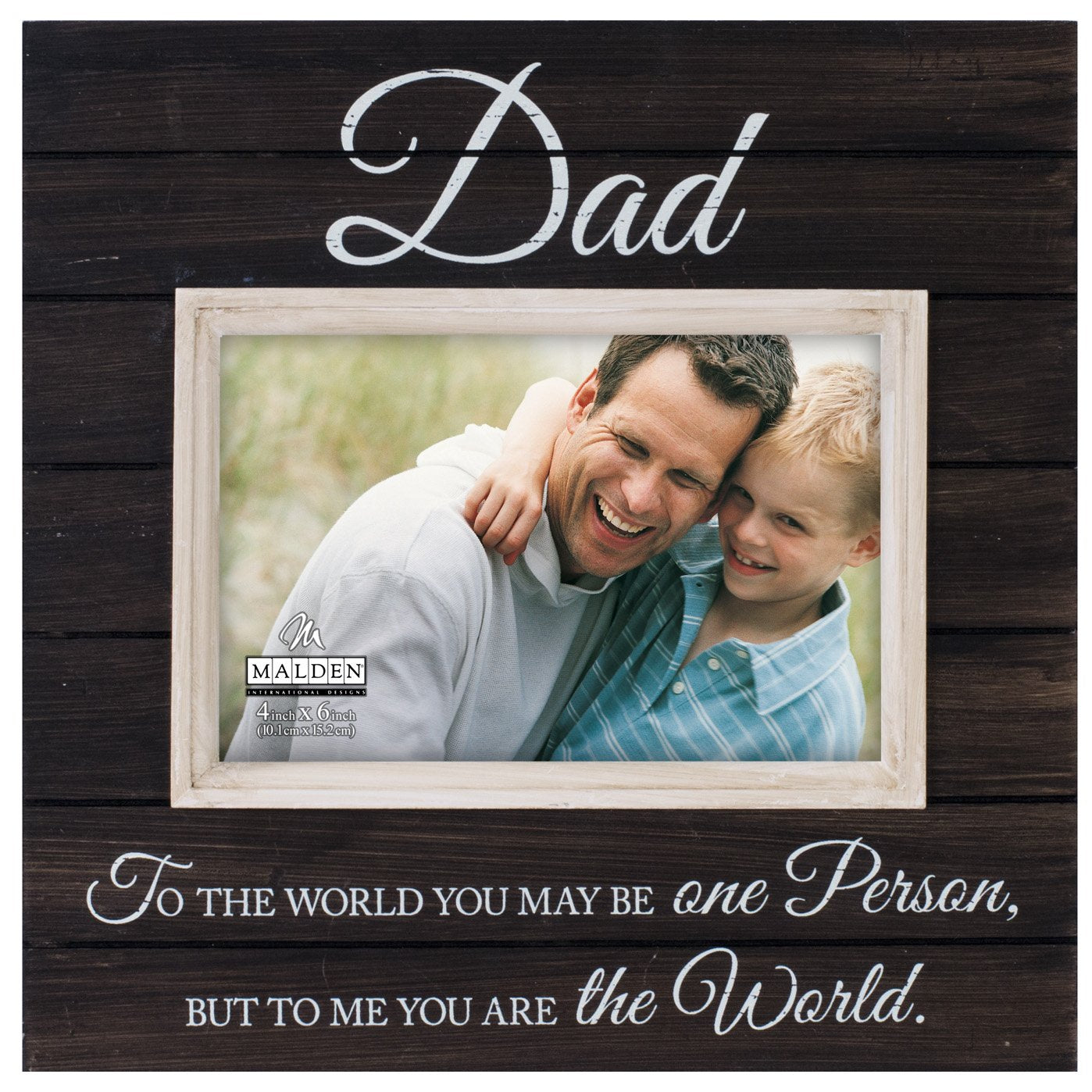 Malden International Designs Sun Washed Words Dad Distressed Black Picture Frame, 4x6, Black