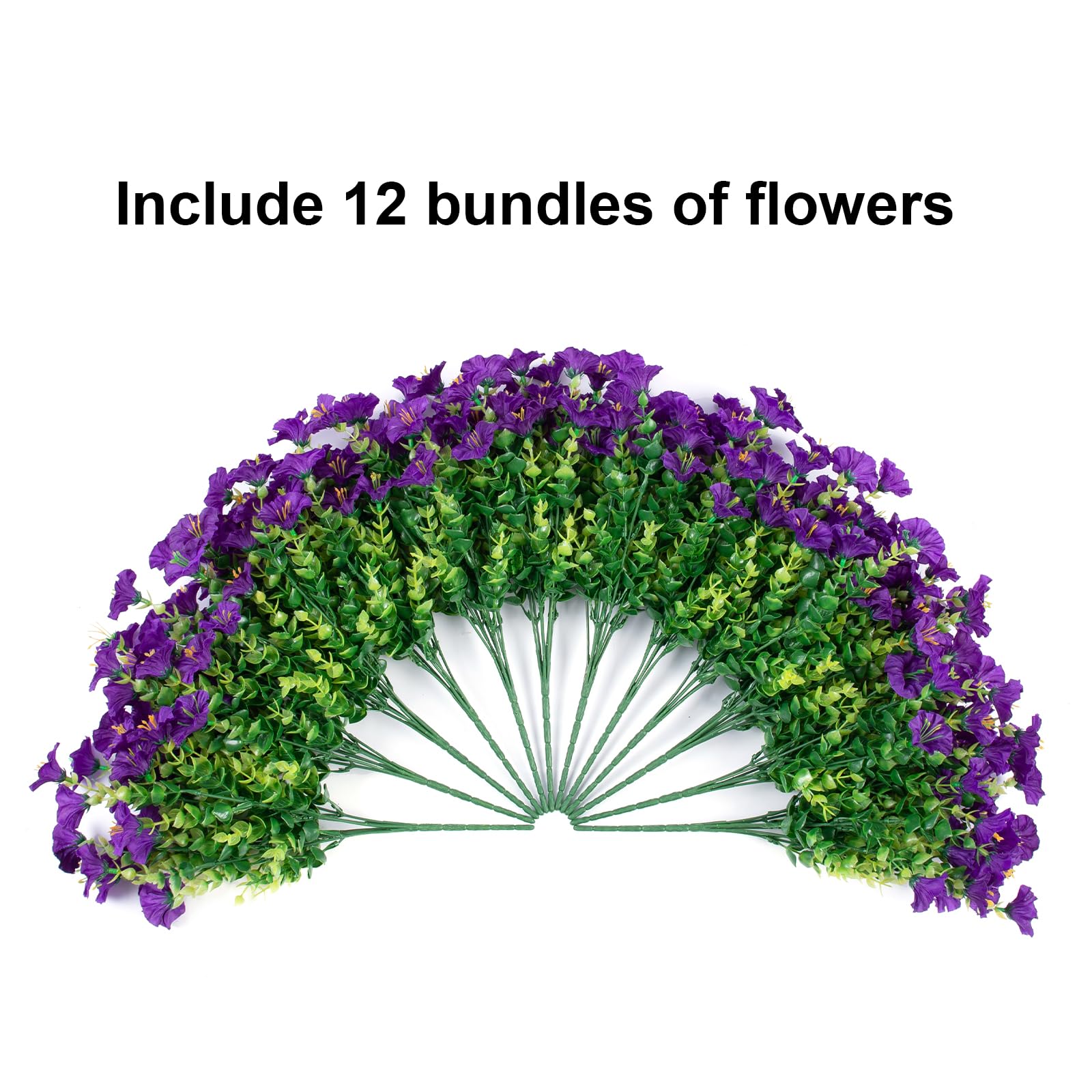 Ivydale Artificial Fake Outdoor Outside Plants Flowers For Spring Summer Decoration, 12 Bundles Faux Silk Uv Resistant Look Real