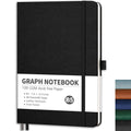 Rettacy Graph Paper Notebook, B5 Grid Notebook Journal With 96 Pages, 7.6'    10', Medium Size, Leather Hardcover, 100 Gsm Thi