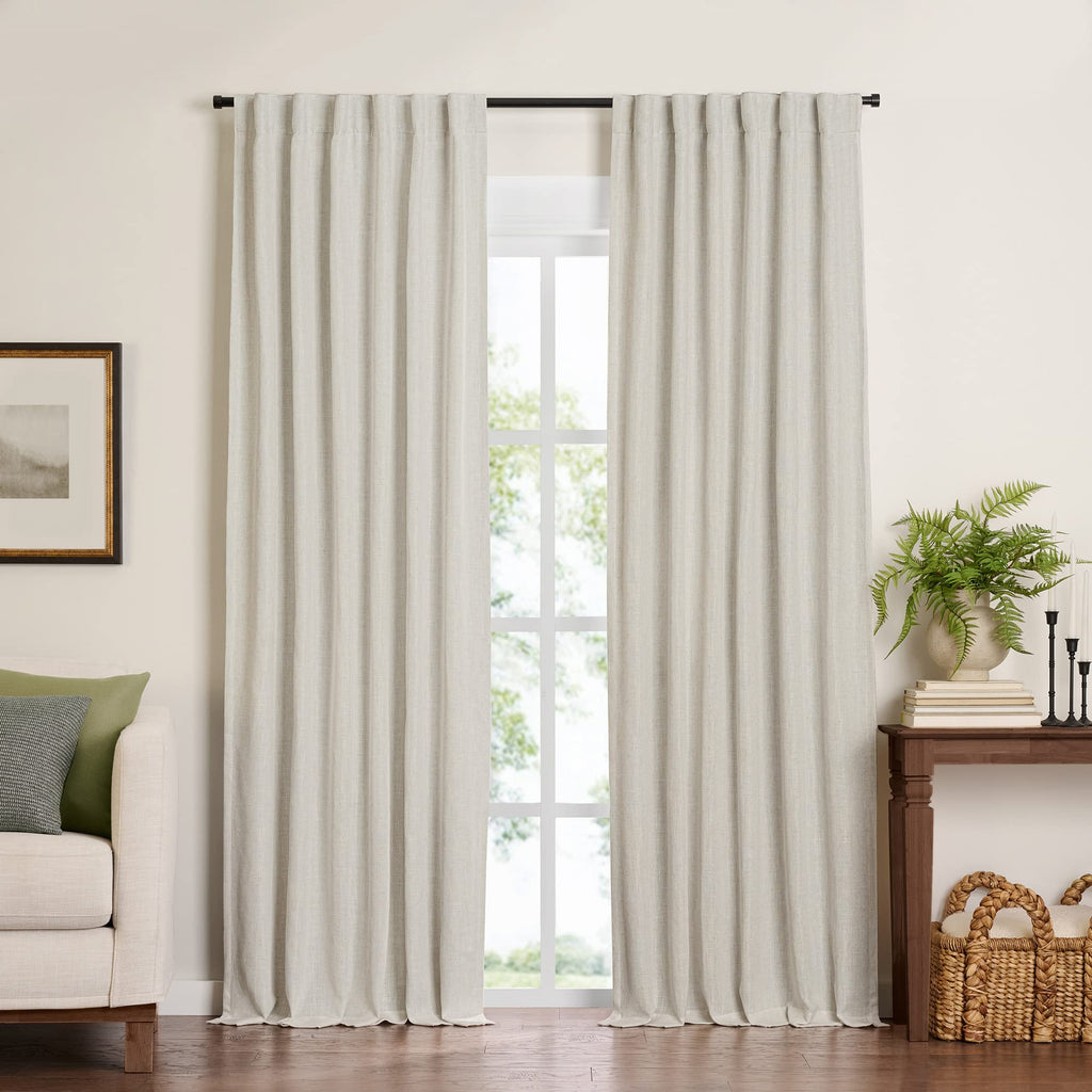 Elrene Home Fashions Harrow Solid Texture Blackout Single Window Curtain Panel, 52''x84'', Natural