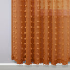 Koufall Burnt Orange Curtains 84 Inch Length For Living Room,Bohemian Autumn Boho Fall Decor Back Tab Pom Pom Textured Sheer Curtains For Dining Room Bedroom 52X84 Inches Long Set 2 Panels