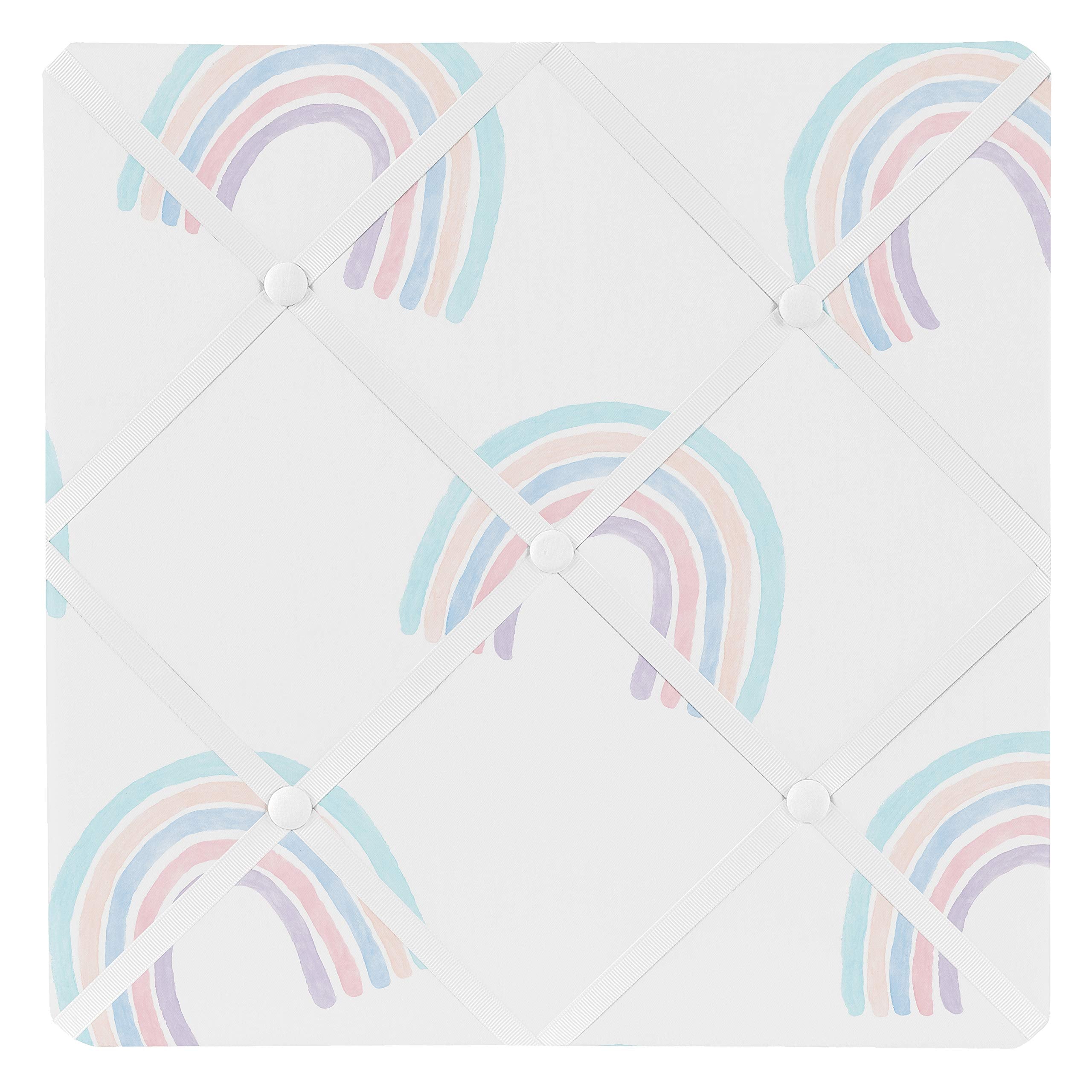 Sweet Jojo Designs Pastel Rainbow Fabric Memory Memo Photo Bulletin Board - Blush Pink, Purple, Teal, Blue and White