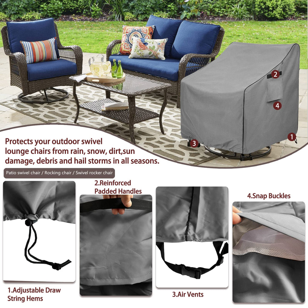 Okcool Outdoor Swivel Chair Cover 2 Pack,Outdoor Furniture Patio Chair Covers Waterproof Clearance,(27.5'' W X 32.5'' D X 39'' H