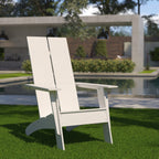 Flash Furniture Sawyer Modern Commercial 2-Slat Back Adirondack Chair - White Commercial All-Weather Poly Resin Lounge Chair