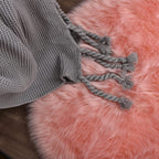 Orinova Pink Washable Fluffy Round Rugs For Bedroom Girls Shag Faux Sheepskin Fuzzy Fur Rugs For Living Room Circle Area Rug For