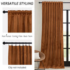 Ryb Home Velvet Curtains 108 Inch, Room Darkening Window Curtains For Living Room Thermal Insulated Privacy Backdrop With Back Tab Loop For Bedroom, Golden Oak, W52 X L108 Inch, 2 Panels