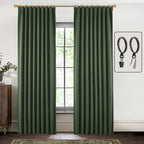 SHINELAND Room Darkening Curtains 96 Inches Long for Living Room 96 Inch Length 2 Panels Set,Track Curtains Ceiling Mount Floor 
