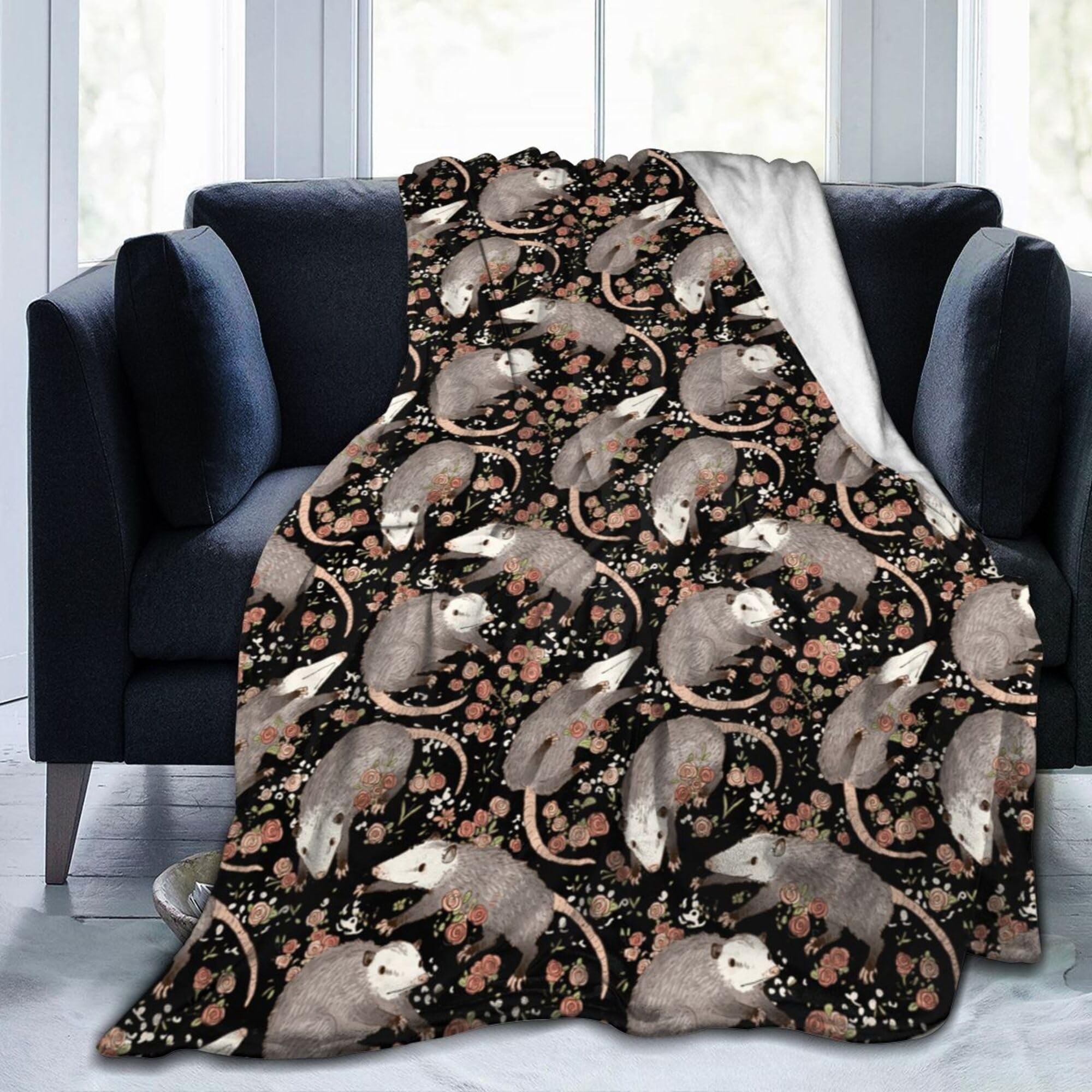 Carwayii Possums Blanket Opossum Blanket Possum Gifts Black Throw Blanket For Women Men Soft Blanket Possum Stuffed Animal Blank