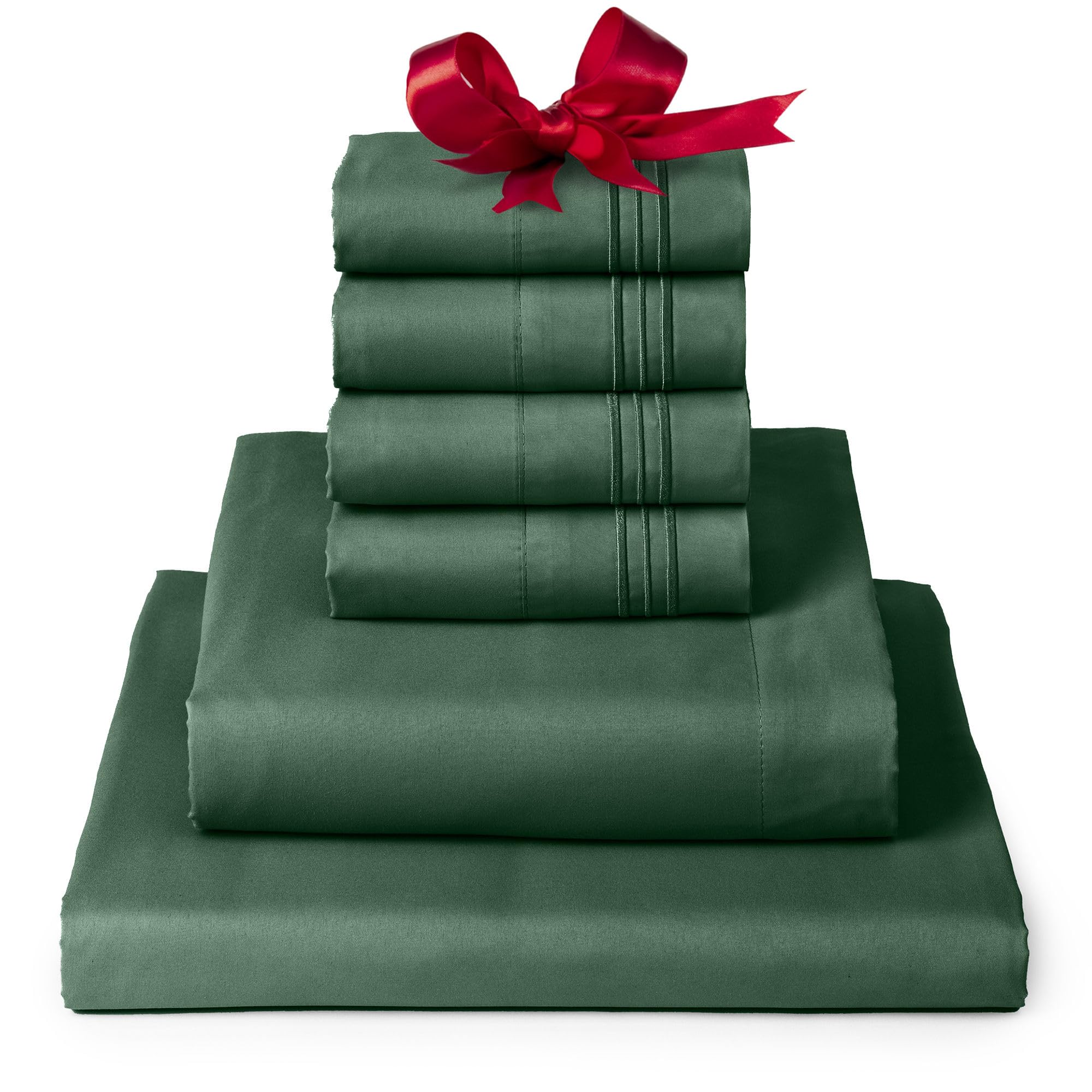 Mellanni California King Sheet Set - 6-Piece Iconic Collection Bedding, (Including 4 Pillowcases), 16-Inch Deep Pocket, Easy Care, Extra Soft, Cooling Sheets, Brushed Microfiber - Emerald Green