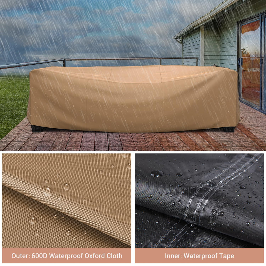 Mrrihand Heavy Duty Patio Furniture Covers, Outdoor Furniture Covers Waterproof Sectional Sofa Set , Patio Table And Chair Set Cover 78'L×62'W×30'H,Brown
