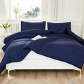Litanika Comforters Navy Blue Super King Size, 3 Pieces Lightweight Solid Bedding Set & Collections, All Season Fluffy Bed Set (