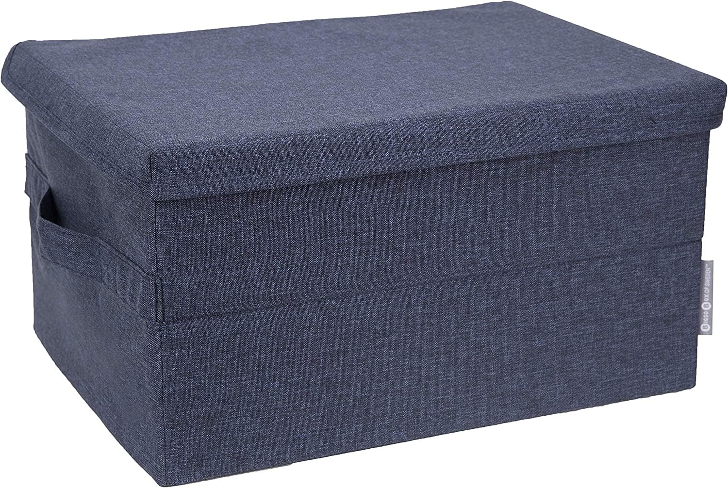 Bigso Soft Foldable Polyester Storage Box with Lid - Fabric Storage Bin with Lid & Handles for Closets and Rooms - Collapsible O