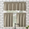 No. 918 Martine Microfiber Semi-Sheer Rod Pocket Kitchen Curtain Valance and Tiers Set, 54 x 45, Taupe