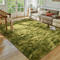 Softlife Area Rug for Living Room, 5x8 Feet Plush Fluffy Rug for Bedroom, Tie-Dyed Green Furry Shag Rug for Aesthetic Christmas 