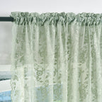 Finecity Green Lace Curtains 96 Inches Long, Country Rustic Leaf Floral Spring Sheer Curtains For Living Room, Rod Pocket Privac