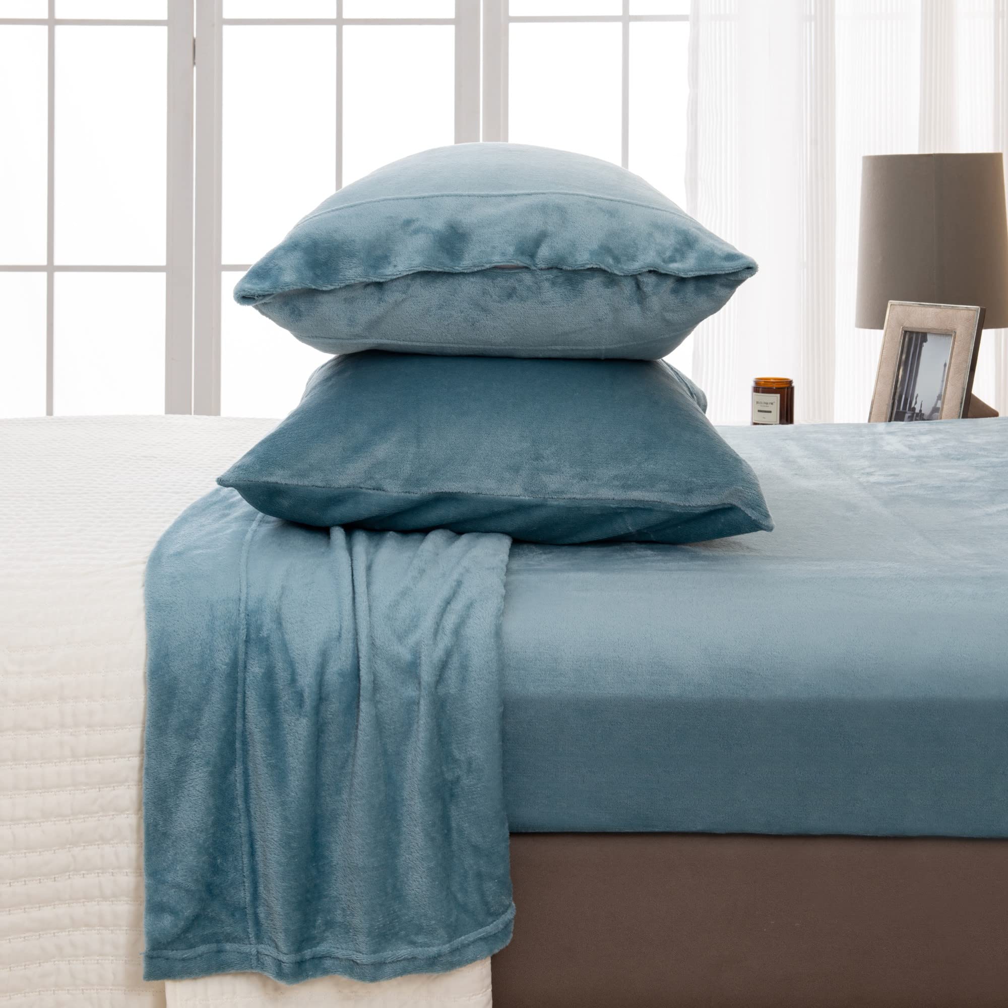 Extra Soft Velvet Plush Twin Micro Fleece Sheet Set | Deluxe Microplush Non Pilling Sheets, Deep Pocket | Lavish Sherpa Velvet L