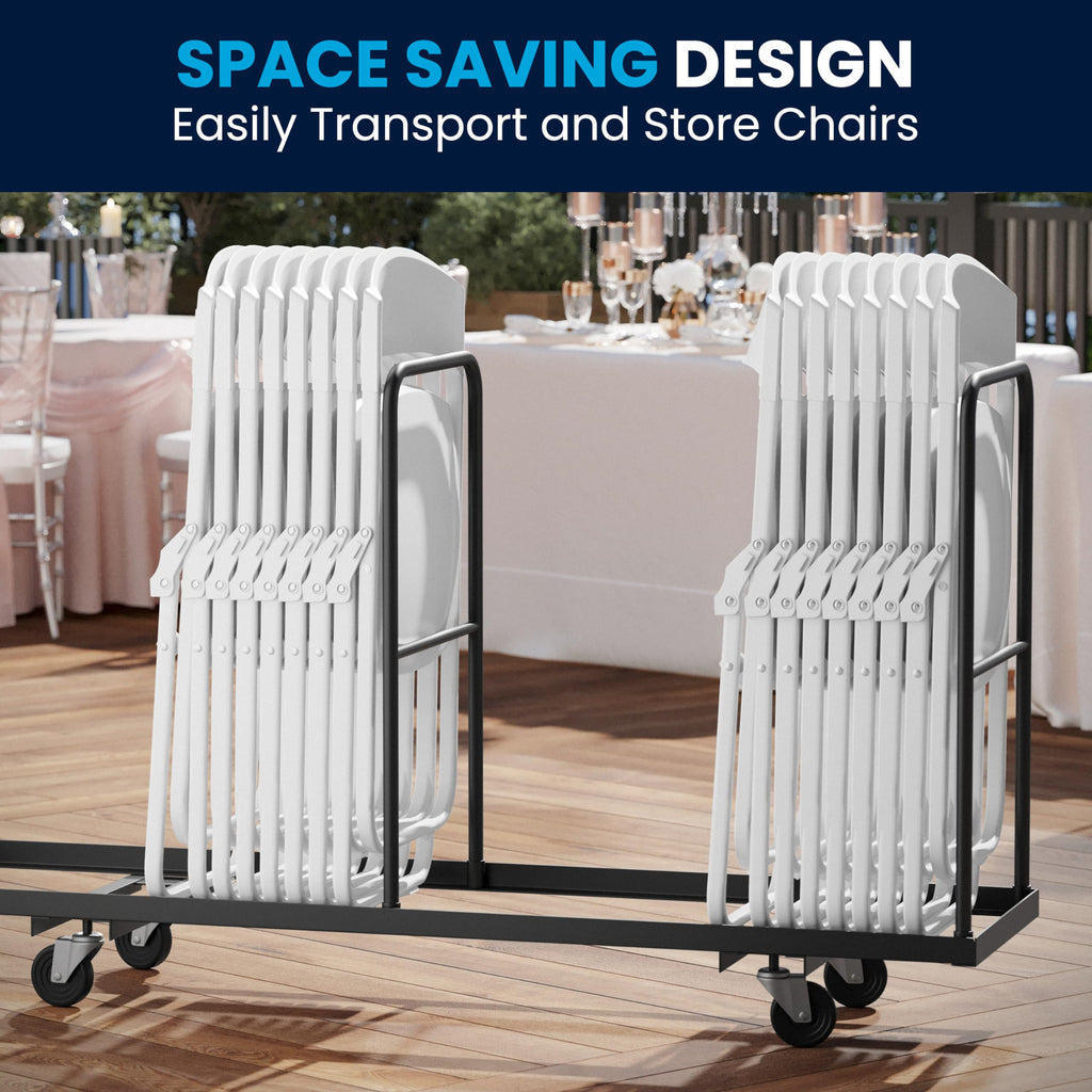 Flash Furniture HERCULES Series 500 lb. Capacity Heavy Duty White Plastic Folding Chair with Built-in Ganging Brackets