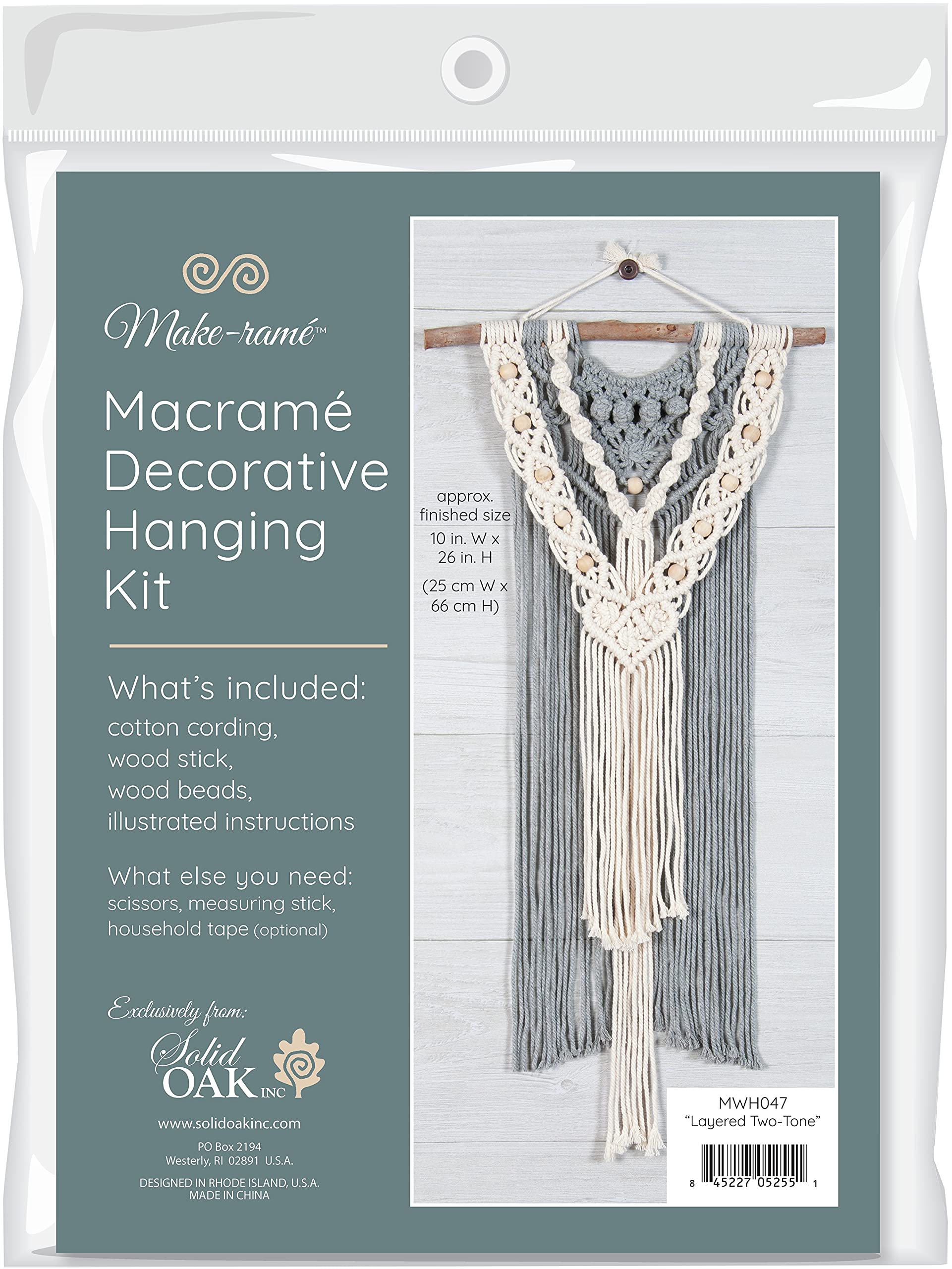 Solid Oak Macrame KIT LAYRD, Two-Tone Layered Wall Hanging
