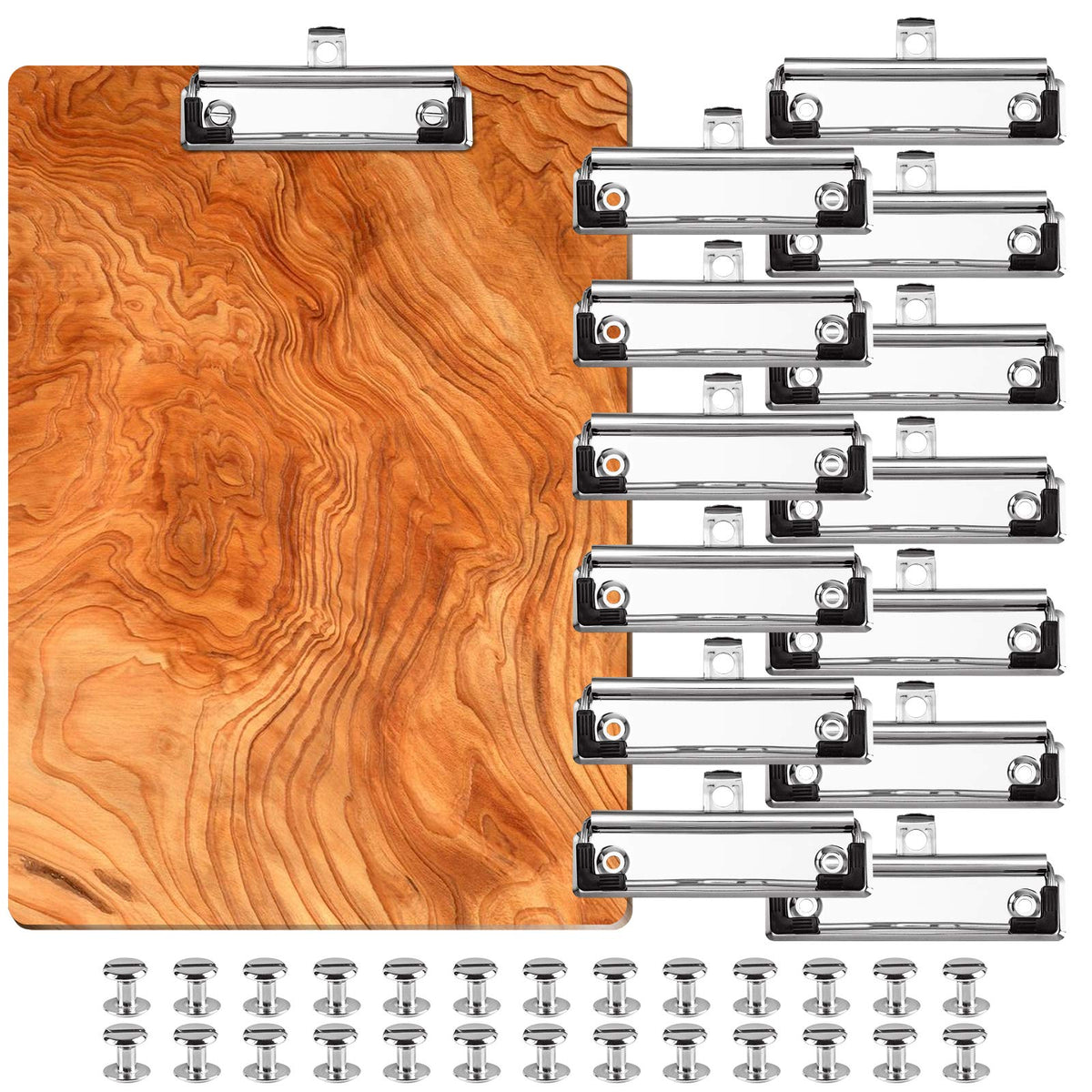 Clips For Clipboard 13Pcs+52 Rivets, Diy 10Cm Mountable Heavy Duty Stainless Steel Low-Profile Lightweight Spring-Loaded Retract