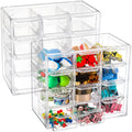 Youeon 2 Pack Mini Desk Organizer With 12 Removable Drawers, Clear Plastic Desktop Drawer Organizer, Desk Craft Storage Box For