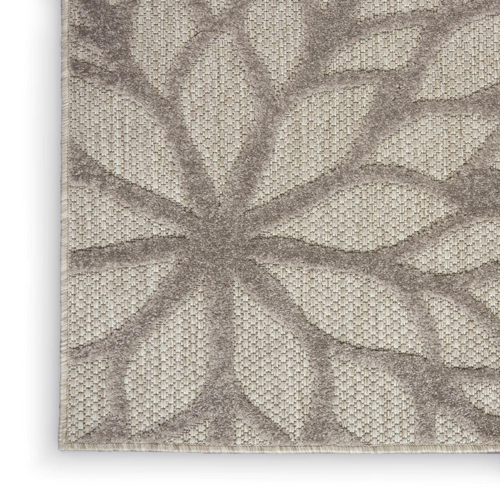 Nourison Aloha Indoor/Outdoor Floral Silver Grey 9'6' X 13' Area Rug, (10' X 13')